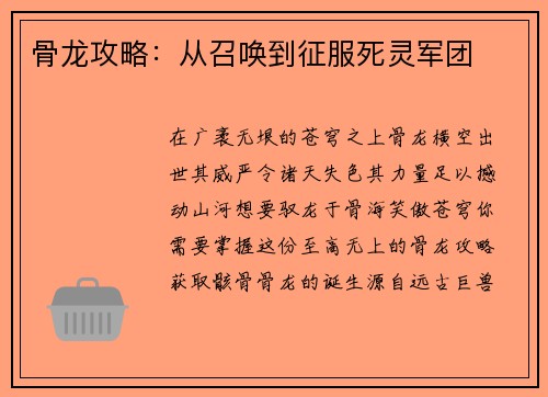 骨龙攻略：从召唤到征服死灵军团
